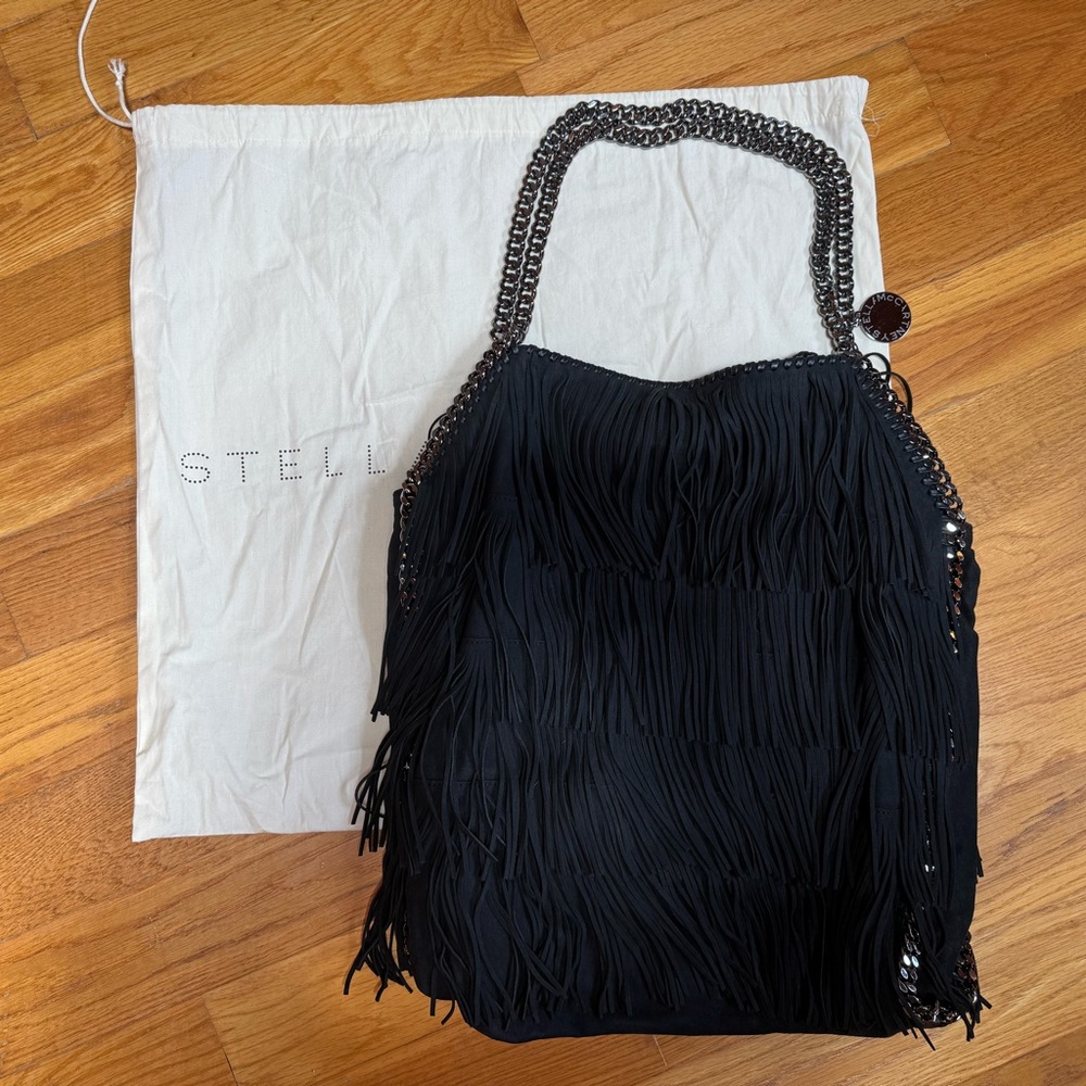 Stella McCartney Falabella Black Fringe Shoulder Bag